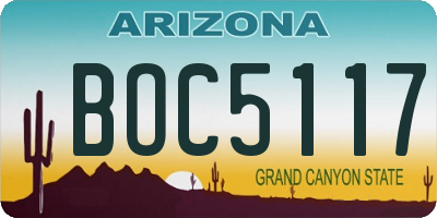 AZ license plate BOC5117