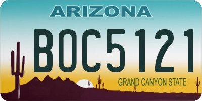 AZ license plate BOC5121