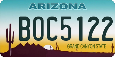 AZ license plate BOC5122