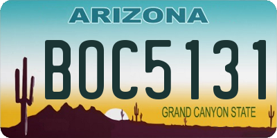 AZ license plate BOC5131