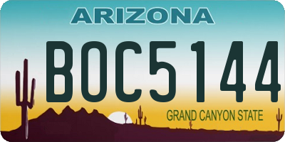 AZ license plate BOC5144