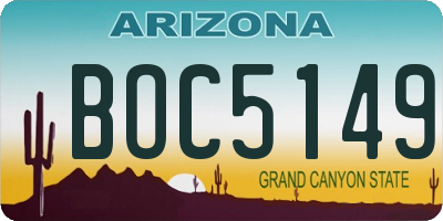 AZ license plate BOC5149