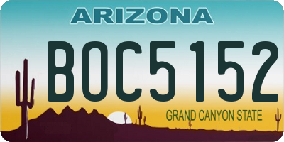 AZ license plate BOC5152