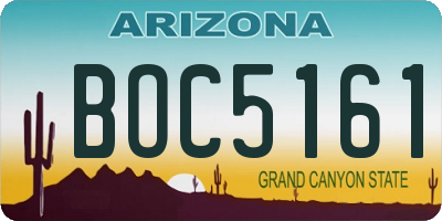 AZ license plate BOC5161
