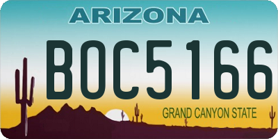 AZ license plate BOC5166