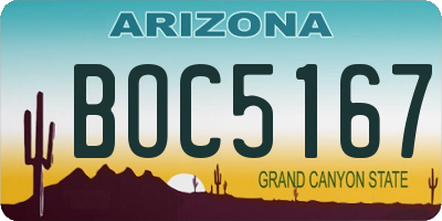 AZ license plate BOC5167