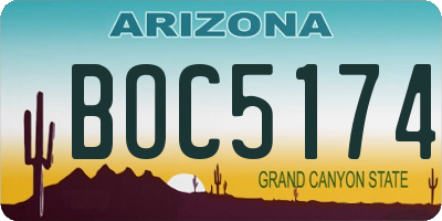 AZ license plate BOC5174