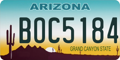 AZ license plate BOC5184
