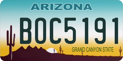 AZ license plate BOC5191