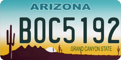 AZ license plate BOC5192