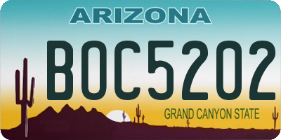 AZ license plate BOC5202