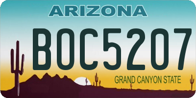AZ license plate BOC5207
