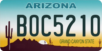 AZ license plate BOC5210