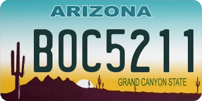 AZ license plate BOC5211