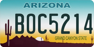 AZ license plate BOC5214