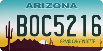 AZ license plate BOC5216