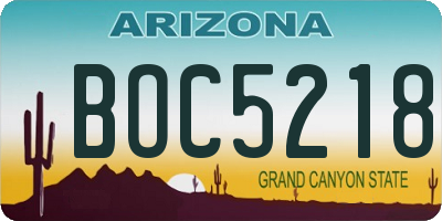 AZ license plate BOC5218