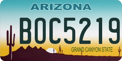 AZ license plate BOC5219