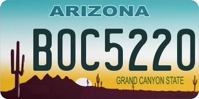 AZ license plate BOC5220