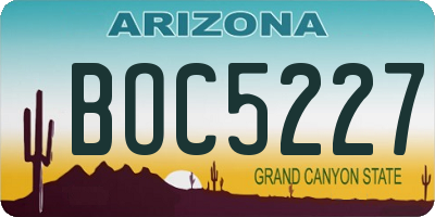 AZ license plate BOC5227