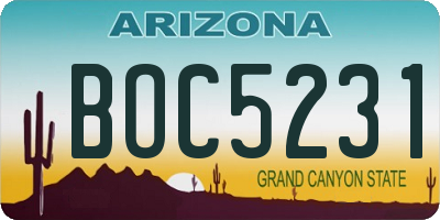 AZ license plate BOC5231