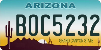 AZ license plate BOC5232