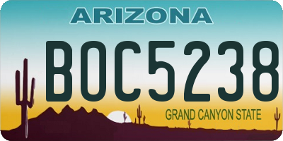 AZ license plate BOC5238