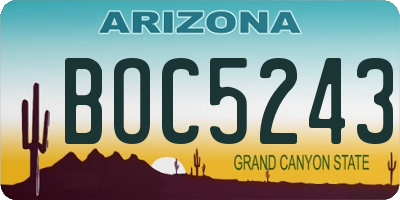 AZ license plate BOC5243