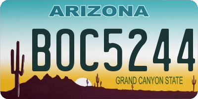 AZ license plate BOC5244
