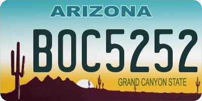 AZ license plate BOC5252
