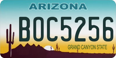 AZ license plate BOC5256