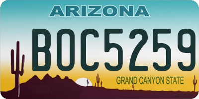 AZ license plate BOC5259