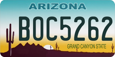 AZ license plate BOC5262