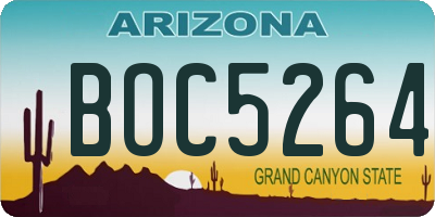 AZ license plate BOC5264