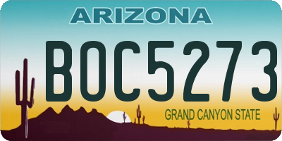 AZ license plate BOC5273