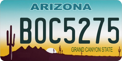AZ license plate BOC5275