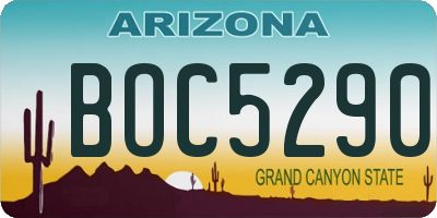 AZ license plate BOC5290