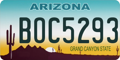 AZ license plate BOC5293