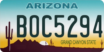 AZ license plate BOC5294