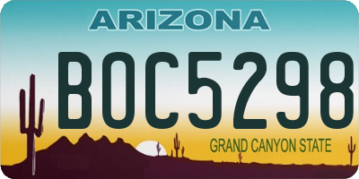 AZ license plate BOC5298