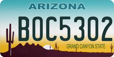 AZ license plate BOC5302