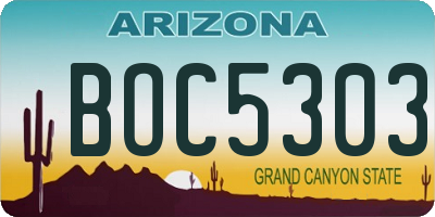 AZ license plate BOC5303