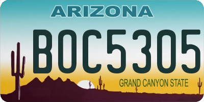 AZ license plate BOC5305