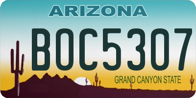 AZ license plate BOC5307