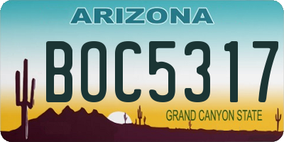AZ license plate BOC5317