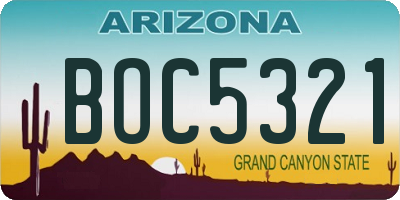 AZ license plate BOC5321