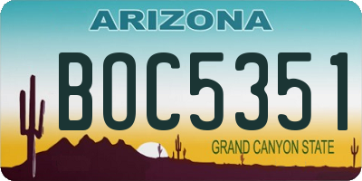 AZ license plate BOC5351