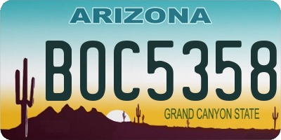 AZ license plate BOC5358
