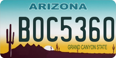 AZ license plate BOC5360