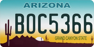 AZ license plate BOC5366
